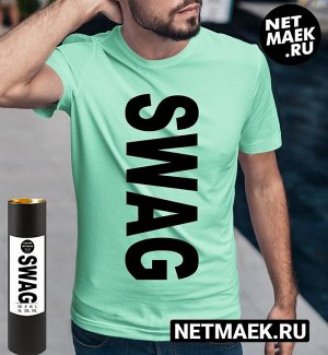 Мужская Футболка с надписью Big SWAG, цвет ментол