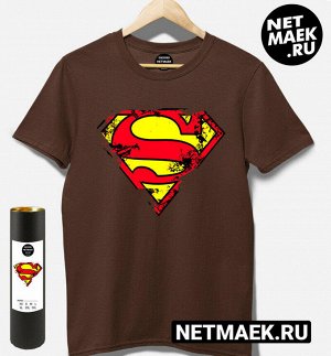 Футболка Superman (Супермен) тертый, цвет коричневый