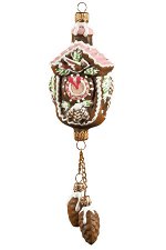 Елочная игрушка из стекла Новогодняя кондитерская Часы коричневые