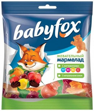 Жевательный мармелад babyfox бегемоты 70г/50