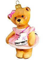 Елочная игрушка из стекла Мишка Фигуристка
