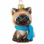 Елочная игрушка из стекла Котенок Симка