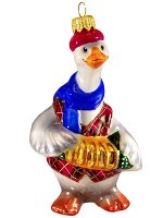 Елочная игрушка из стекла Веселый оркестр Гусь с гармошкой