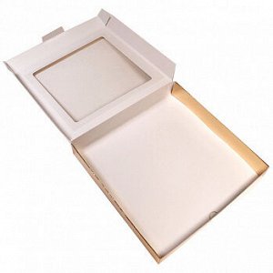 Коробка для печенья 21*21*3 см, Золотая с окном