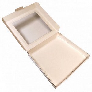 Коробка для печенья 21*21*3 см, Серебряная с окном