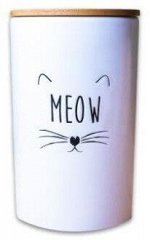 КерамикАрт бокс керамический для хранения корма для кошек MEOW 1700мл, белый