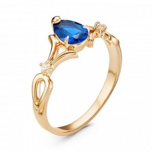 Кольцо "Очарование", позолота, цвет синий, 18 размер