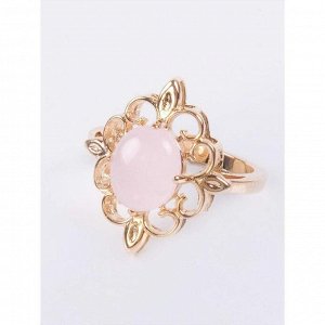 Кольцо с розовым кварцем "Констанция", позолота с родированием , размер 16