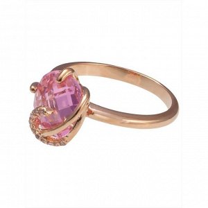 Кольцо с розовым фианитом "Версаль", позолота с родированием , размер 16