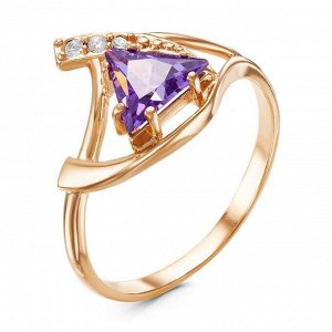Кольцо "Ладья", позолота, цвет фиолетовый, 18 размер