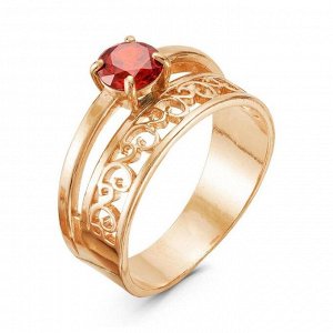 Кольцо "Дуэт", позолота, цвет красный, 17 размер