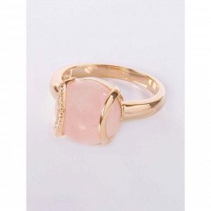 Кольцо с розовым кварцем "Элана", позолота с родированием , размер 16
