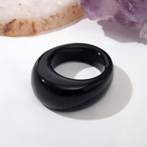 Кольцо литое "Агат чёрный", размер МИКС