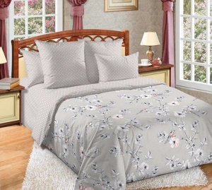 Комплект постельного белья 2-спальный, сатин, с Европростыней (Камилла, серый)