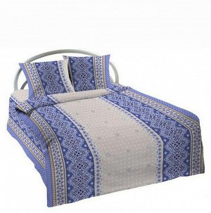 Комплект постельного белья 1,5-спальный, с вырезом "ромб", бязь Шуйская ГОСТ (Вышивка, голубой)
