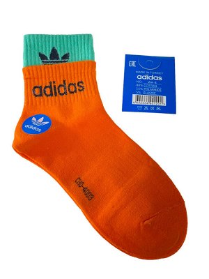 Женские спортивные носки с манжетами, цвет оранжевый с бирюзовым