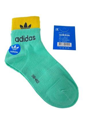 Женские спортивные носки с манжетами, цвет светло-бирюзовый с жёлтым