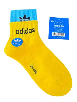 Женские спортивные носки с манжетами, цвет жёлтый с бирюзовым