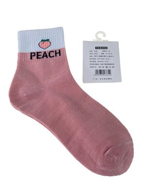 Женские носки с высокой резинкой, надписью и принтом, цвет розовый