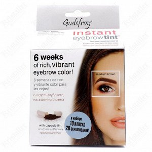 Краска-хна для бровей и ресниц, 10 капсул, коричневый, Godefroy Eyebrow Tint Medium Brow