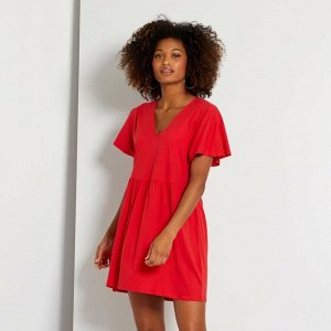 Короткое платье из хлопка - красный