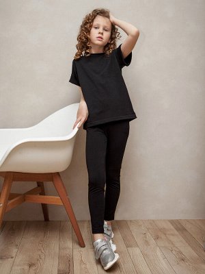 Костюм детский: футболка + леггинсы, черный