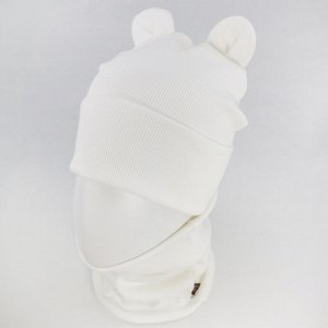 Вд1624-32 Комплект кашкорсе двойной шапка/снуд Мишка молочный