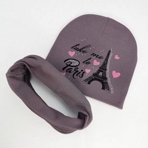 Вд1622-61 Комплект трикотажный двойной шапка/снуд PARIS фиолет