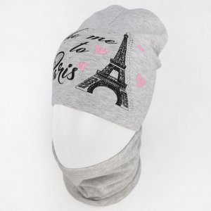 Вд1622-80 Комплект трикотажный двойной шапка/снуд PARIS серый меланж