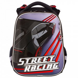 Ранец BRAUBERG PREMIUM, 2 отделения, с брелком, "Street racing", 38х29х16 см, 229904