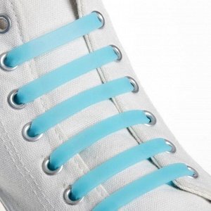 Набор шнурков для обуви, 6 шт, силиконовые, плоские, светящиеся в темноте, 13 мм, 9 см, цвет голубой 1738931
