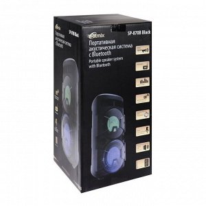 Портативная колонка Ritmix SP-870B, 120 Вт, Bluetooth, AUX, microSD, FM, 4400 мАч, чёрная