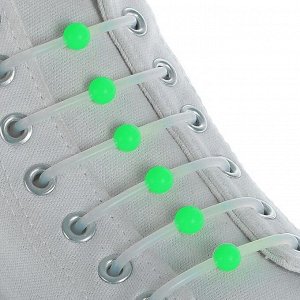 Набор шнурков для обуви «Шар», 6 шт, силиконовые, круглые, d = 15 мм, 6,5 см, цвет белый/зелёный 6939029