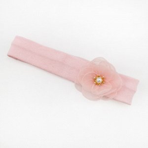 П1116-36 Повязка трикотажная узкая Цветочек нежно-розовая