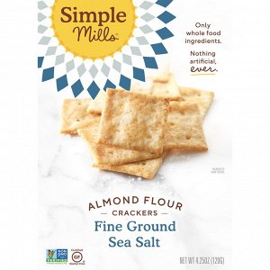 Simple Mills, Натуральные, не содержащие глютена крекеры с миндальной мукой и морской солью тонкого помола, 120 г (4,25 унции)