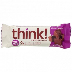 Think !, Высокопротеиновые батончики, шоколадная помадка, 5 батончиков по 60 г (2,1 унции)