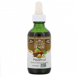 Wisdom Natural, SweetLeaf, Sweet Drops Stevia Sweetener, Hazelnut, 2 fl oz (60 ml)