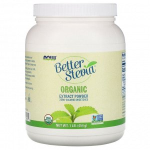 Now Foods, Better Stevia, Organic Extract Powder, 1 фунт (454 г)