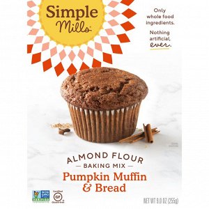 Simple Mills, Натуральная смесь миндальной муки без глютена, тыквенный кекс и хлеб, 9 унций (255 г)