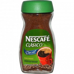 Nescafé, Clasico, чистый растворимый кофе без кофеина, темная обжарка, 200 г (7 унций)