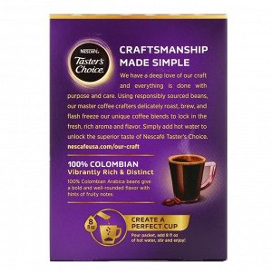 Nescafé, Taster's Choice, растворимый кофе, 100% колумбийский, 16 порционных пакетиков, по 0,1 унции (3 г) каждый