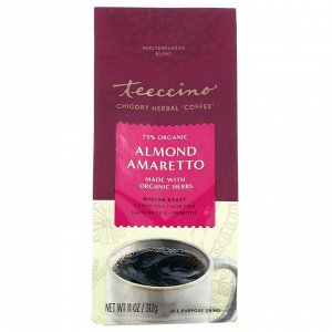 Teeccino, Травяной кофе с цикорием, средняя обжарка, без кофеина, миндальный амарето, 11 унц. (312 г)