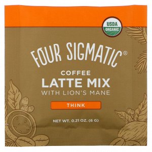 Four Sigmatic, Coffee Latte Mix with Lion's Mane, 10 Packets, 0.21 oz (6 g) Each