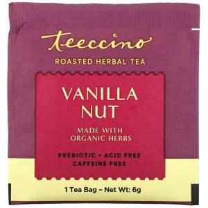 Teeccino, обжаренный травяной чай, ванильно-ореховый вкус, без кофеина, 25 чайных пакетиков, 150 г (5,3 унции)
