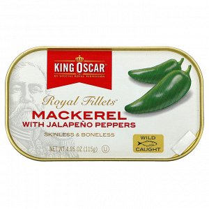 King Oscar, Royal Fillets, Mackerel With Jalapeno Peppers, 4.05 oz ( 115 g)