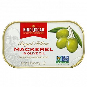 King Oscar, Royal Fillets, Mackerel In Olive Oil, 4.05 oz ( 115 g)