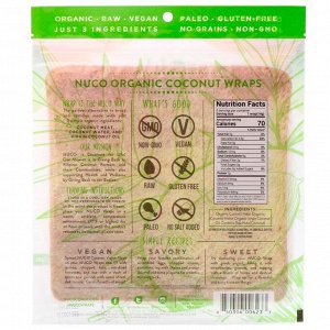NUCO, Органические кокосовые роллы, оригинальные, 5 роллов по 14 г