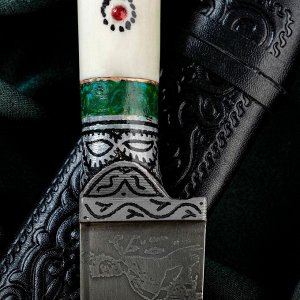 Нож Пчак Шархон - рукоять кость Малахит (14-28см)