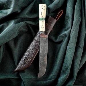 Нож Пчак Шархон - рукоять кость Малахит (14-28см)