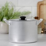 Кастрюля алюминиевая, 2,5 л, глубокая, металлическая крышка